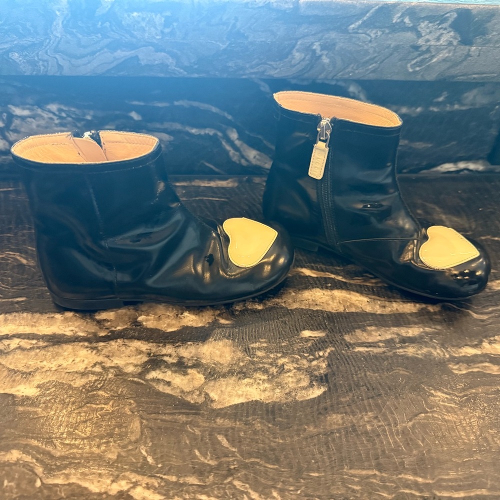 Black Ankle Boots with Heart Detail - Picture 2 of 4